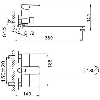 Смеситель для ванны и душа Frap F2260 хром